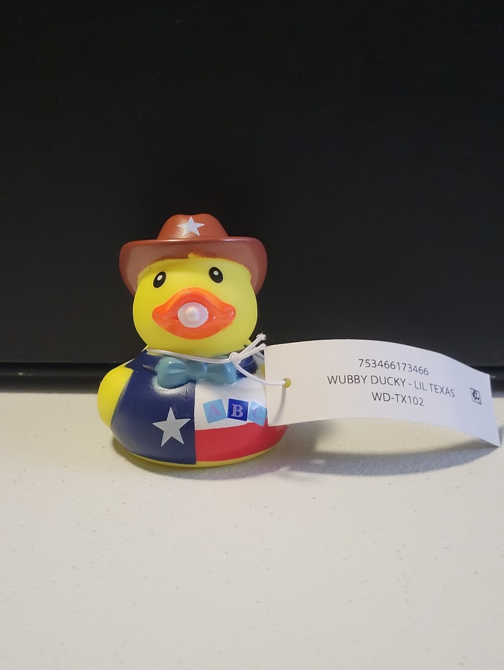 Wubby Ducky Lil Texas Rubber Duck - Yellow/Red/Blue